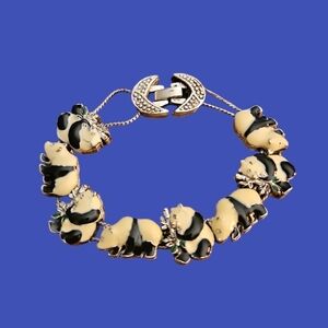 Vintage 1980s Panda Bear Slide Charm Bracelet